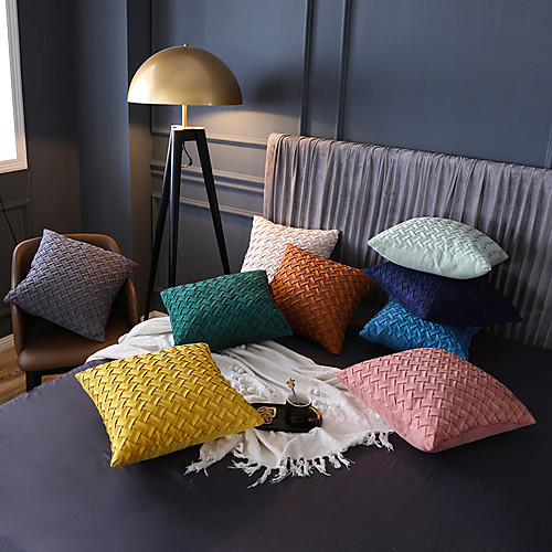 

1 Pc Decorative Throw Pillow Cover Pillowcase Suede Solid Color Cross Pattern Cushion Cover for Bed Couch Sofa 1818 Inches 4545cm
