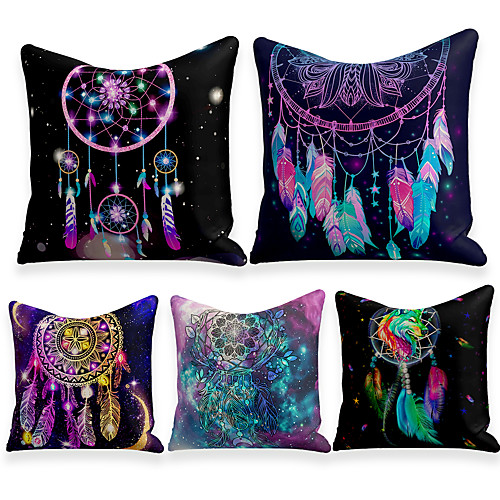 

Cushion Cover 5PC Linen Soft Decorative Square Throw Pillow Cover Cushion Case Pillowcase for Sofa Bedroom 45 x 45 cm (18 x 18 Inch) Superior Quality Machine Washable
