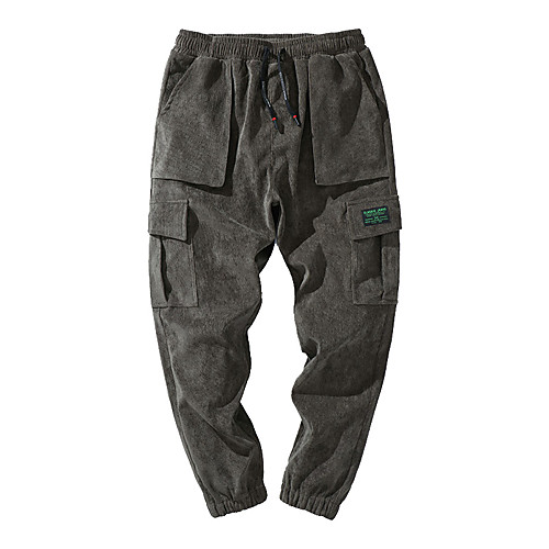 

Men's Casual Sports Daily Jogger Pants Solid Colored Full Length Drawstring Black Brown Gray