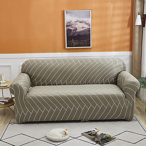 

Green Line 1-Piece Sofa Cover Couch Cover Furniture Protector Soft Stretch Slipcover Spandex Jacquard Fabric Super Fit for 1~4 Cushion Couch and L Shape Sofa,Easy to Install(1 Free Cushion Cover)