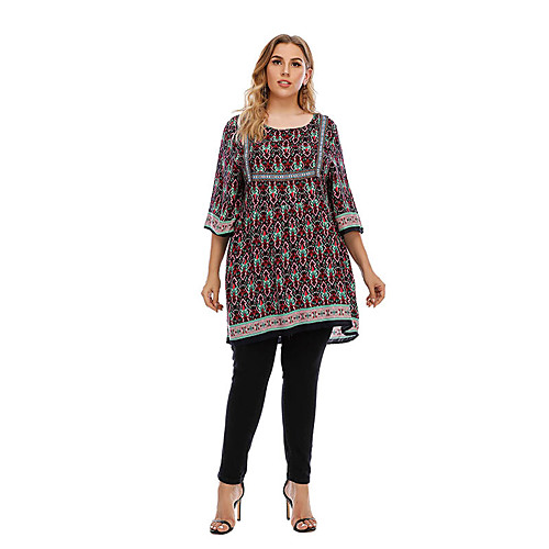 

Women's Plus Size Print Print Casual Half Sleeve Fall Short Mini Dress Shift Dress