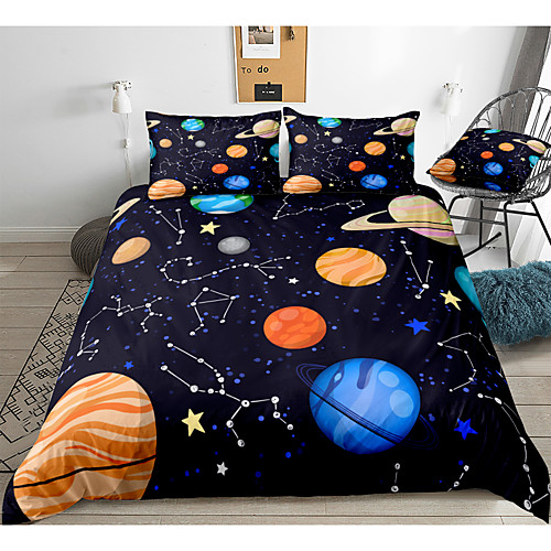 

Galaxy Print 3-Piece Duvet Cover Set Hotel Bedding Sets Comforter Cover with Soft Lightweight Microfiber, Include 1 Duvet Cover, 2 Pillowcases for Double/Queen/King(1 Pillowcase for Twin/Single)