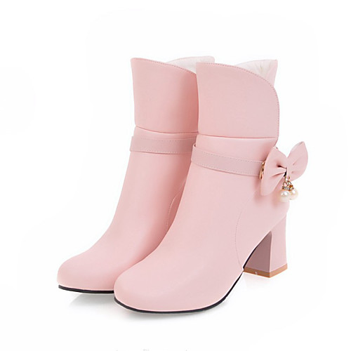

Girls' Boots Bootie Flower Girl Shoes Children's Day PU Big Kids(7years ) Daily Party & Evening Bowknot Pearl White Black Pink Fall Winter / Booties / Ankle Boots