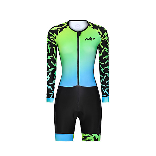 

Women's Men's Long Sleeve Triathlon Tri Suit Green Gradient Bike Breathable Quick Dry Sports Graphic Mountain Bike MTB Road Bike Cycling Clothing Apparel / Stretchy / Athletic
