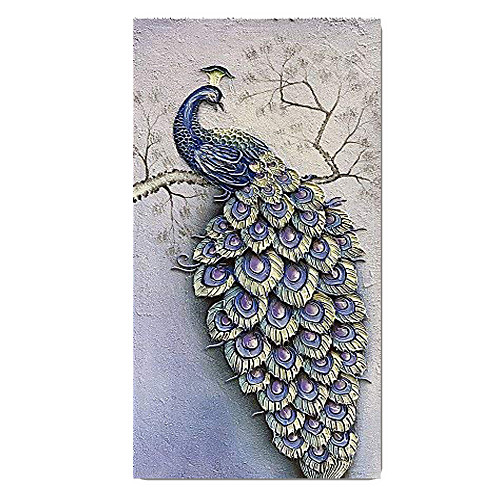 

100% Hand-Painted Contemporary Art Oil Painting On Canvas Modern Paintings Home Interior Decor Abstract 3D Peacock Painting Large Canvas Art(Rolled Canvas without Frame)