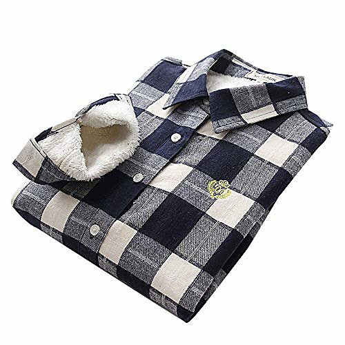 

women's winter flannel plaid top shirt sherpa fleece lined button down shirt