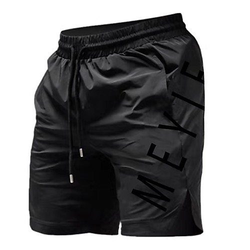 

Men's Sports & Outdoors Sporty Breathable Fitness Gym Active Shorts Pants Letter Short Sporty Stripe Drawstring White Black Khaki