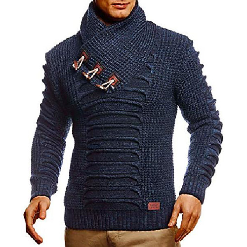 

men's knitted sweater pullover shawl collar slim fit men's sweater winter slim fit ln-5575 blue large