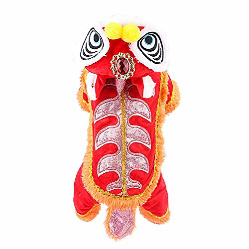 

dog clothes£¬lion dance pet costume,winter warm chinese style cute lion head dance pet clothing costume for pet dog cat christmas new year spring festival supplies size s
