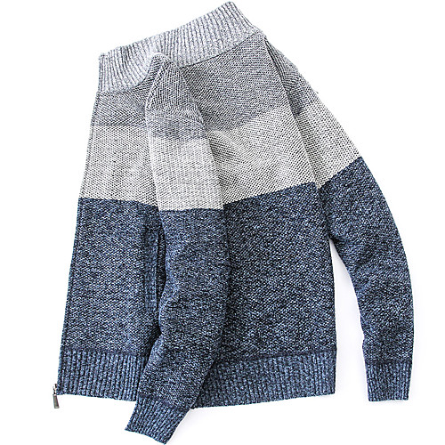 

Men's Color Block Cardigan Long Sleeve Sweater Cardigans Stand Collar Wine Light gray Dark Gray