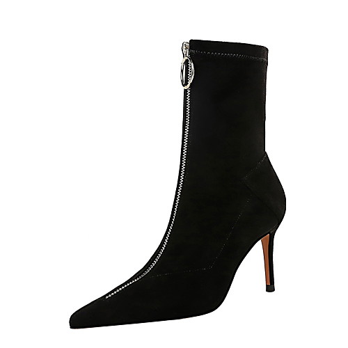 

Women's Boots Stiletto Heel Peep Toe Booties Ankle Boots Sexy Minimalism Party & Evening Suede Solid Colored Black