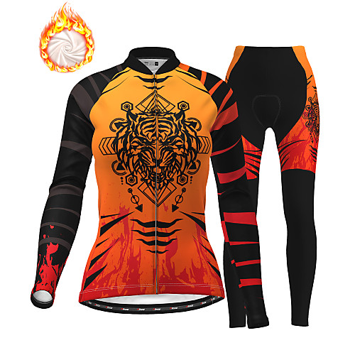 

21Grams Women's Long Sleeve Cycling Jersey with Tights Winter Fleece Black / Yellow Purple Blue Animal Bike Fleece Lining Breathable Warm Quick Dry Sports Graphic Mountain Bike MTB Road Bike Cycling