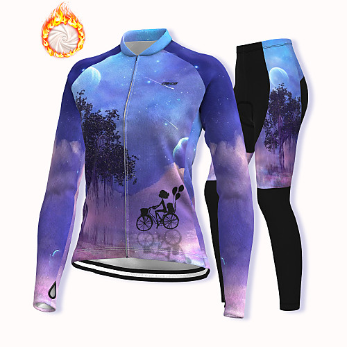 

21Grams Women's Long Sleeve Cycling Jacket with Pants Winter Fleece Spandex Blue Bike Fleece Lining Warm Sports Graphic Mountain Bike MTB Road Bike Cycling Clothing Apparel / Stretchy / Athleisure