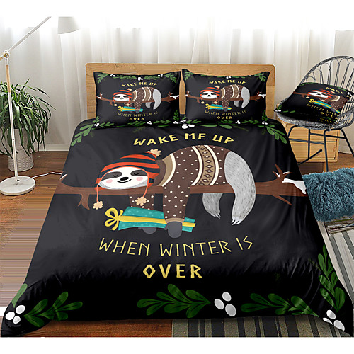 

Cartoon Sloth 3-Piece Duvet Cover Set Hotel Bedding Sets Comforter Cover with Soft Lightweight Microfiber For Holiday Decoration(Include 1 Duvet Cover and 1or 2 Pillowcases)