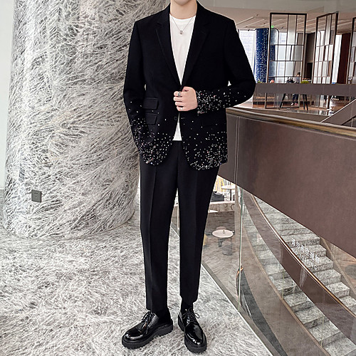 

Tuxedos Tailored Fit Notch Single Breasted One-button Polyester Sparkling Glitter / Stars
