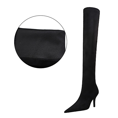 

Women's Boots Stiletto Heel Pointed Toe Over The Knee Boots Sexy Minimalism Party & Evening Suede Solid Colored Black / Red Black