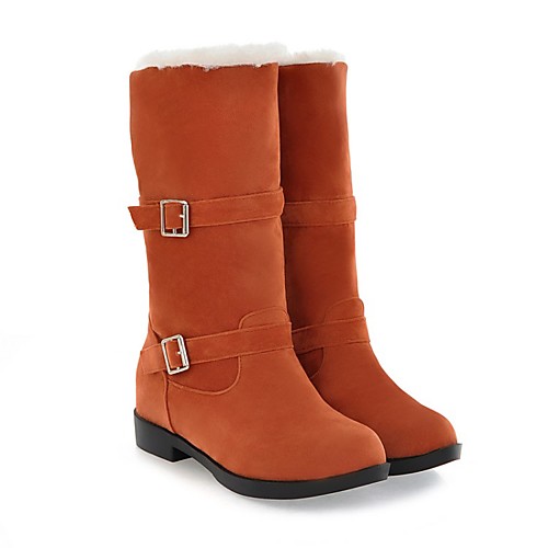

Women's Boots Chunky Heel Round Toe Daily PU Synthetics Dark Brown Black Orange