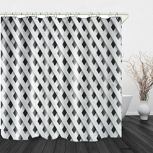 

Wooden strip Rhombus Background Print Waterproof Fabric Shower Curtain for Bathroom Home Decor Covered Bathtub Curtains Liner Includes with Hooks