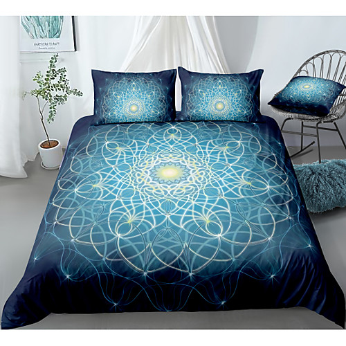 

Mandala Pattern 3-Piece Duvet Cover Set Hotel Bedding Sets Comforter Cover with Soft Lightweight Microfiber, Include 1 Duvet Cover, 2 Pillowcases for Double/Queen/King(1 Pillowcase for Twin/Single)