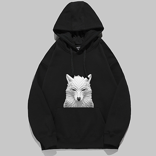 

Women's Pullover Hoodie Sweatshirt Graphic 3D Wolf Front Pocket Daily Basic Casual Hoodies Sweatshirts Black Yellow Blushing Pink