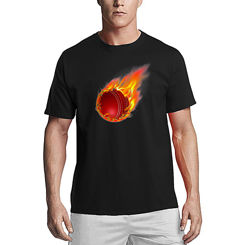 

Men's T shirt Other Prints Graphic Flame Print Short Sleeve Daily Tops Cotton Basic White Black Red