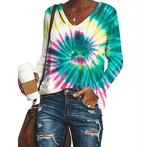 

Women's Plus Size Print Graphic Prints T shirt Large Size V Neck Long Sleeve Tops Big Size