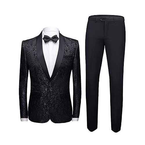 

Tuxedos Tailored Fit Shawl Collar Single Breasted One-button Polyester Jacquard