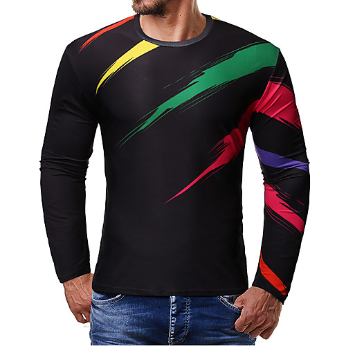 

Men's T shirt Other Prints Tie Dye Print Long Sleeve Daily Tops Basic Streetwear White Black