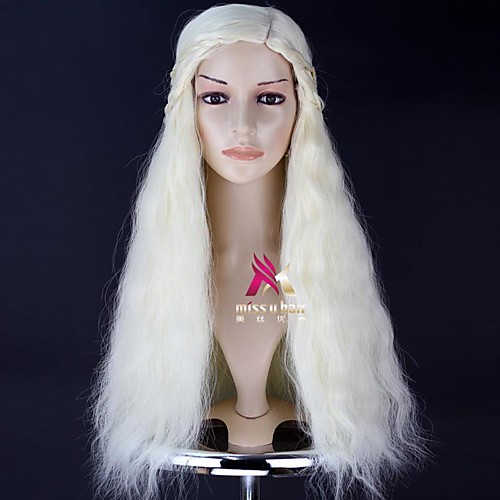 

Synthetic Wig Cosplay Wig Daenerys Targaryen Curly Asymmetrical Wig Long White Synthetic Hair 28 inch Women's Fashionable Design Cosplay Soft White hairjoy