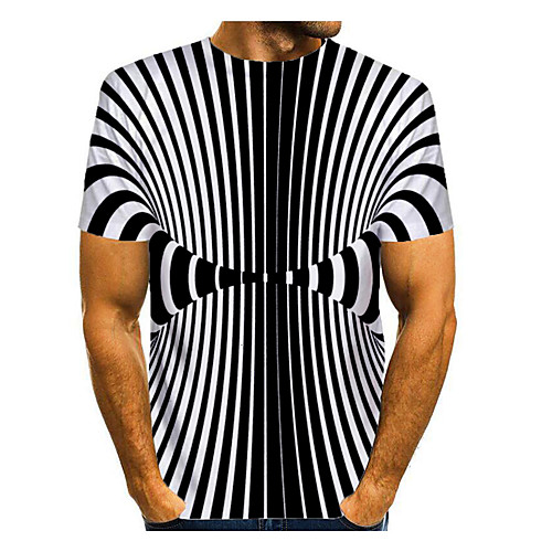 

Men's T shirt 3D Print Graphic Optical Illusion 3D Print Short Sleeve Daily Tops Casual Black / White