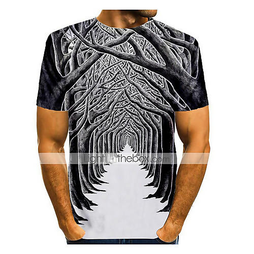 

Men's T shirt 3D Print Graphic 3D Print Short Sleeve Daily Tops Gray / White