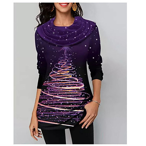 

Women's Christmas Solid Color Women's Hoodies Long Sleeve Sweater Cardigans Crew Neck Fall Winter Purple