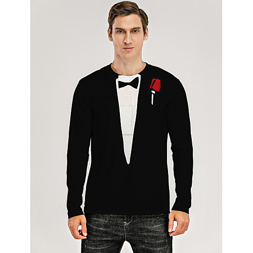 

Men's T shirt 3D Print Graphic 3D Print Long Sleeve Daily Tops Black