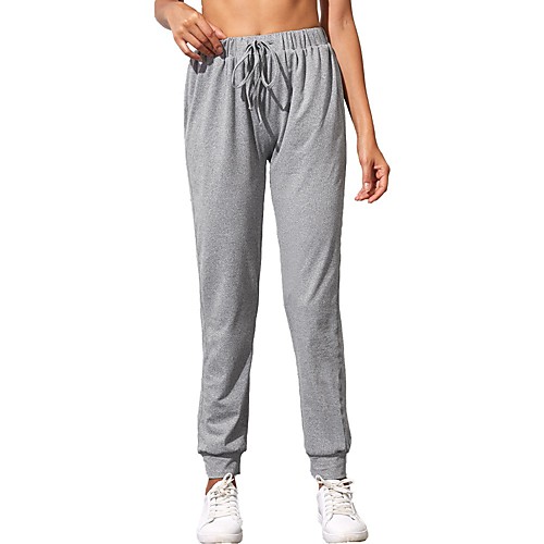 

Women's Basic Casual Comfort Daily Jogger Sweatpants Pants Solid Colored Full Length Drawstring Gray