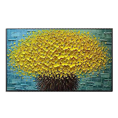 

100% Hand Painted Contemporary Art Oil Paintings on Canvas Modern Stretched and Framed Abstract 3D Flower Artwork Ready to Hang