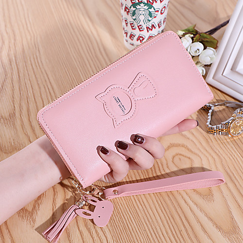 

Women's Bags PU Leather Wallet Zipper Embossed Embossed Embellished&Embroidered Plain Daily Date 2021 Wine Black Blushing Pink Fuchsia