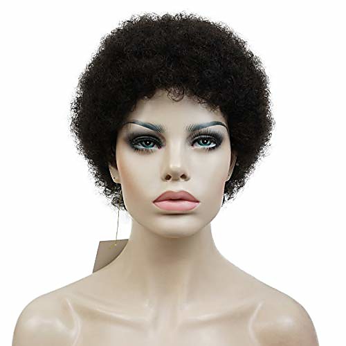 

wigs for women men african american kinky curly black short wig dark brown