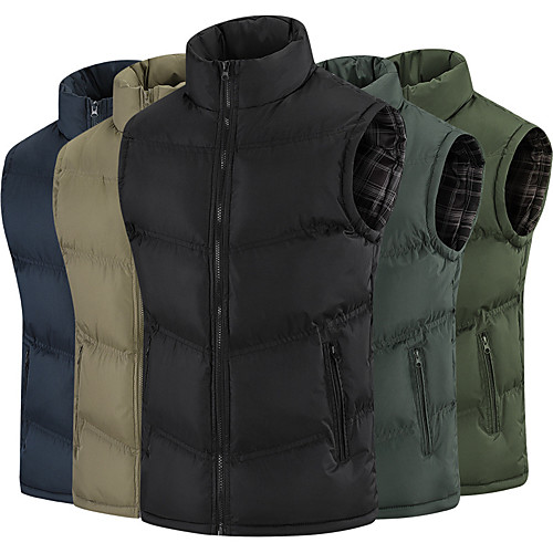 

Men's Sleeveless Running Vest Gilet Sports Puffer Jacket Full Zip Zipper Pocket Outerwear Coat Top Athletic Athleisure Winter Thermal Warm Waterproof Windproof Fitness Gym Workout Running Active