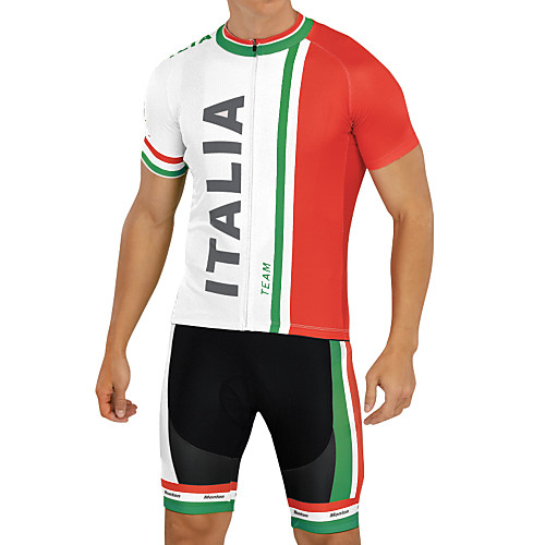 

21Grams Men's Short Sleeve Cycling Jersey with Bib Shorts Red and White Italy National Flag Bike Clothing Suit Breathable Quick Dry Anatomic Design Moisture Wicking Sports Italy Mountain Bike MTB