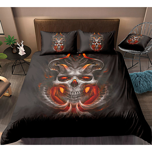 

Skull Series Horrible Skull Print 3-Piece Duvet Cover Set Hotel Bedding Sets Comforter Cover with Soft Lightweight Microfiber For Room Decoration(Include 1 Duvet Cover and 1or 2 Pillowcases)