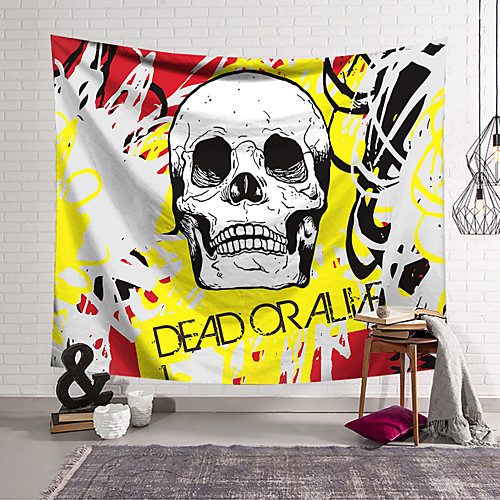 

Wall Tapestry Art Decor Blanket Curtain Hanging Home Bedroom Living Room Decoration Polyester Fiber Novelty Still Life Skull Skull Black And White Yellow Red