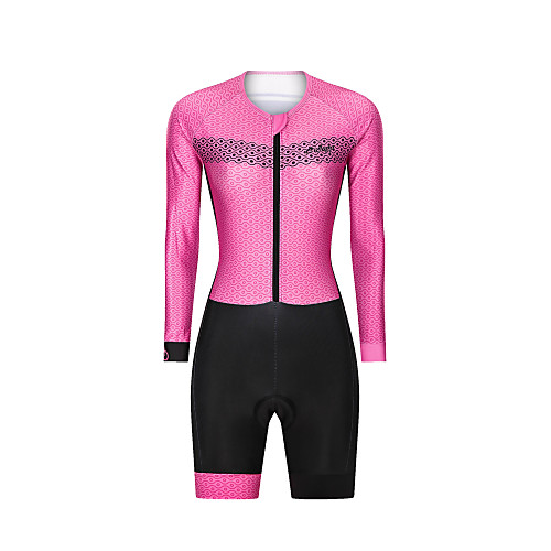 

Women's Men's Long Sleeve Triathlon Tri Suit Pink Bike Breathable Quick Dry Sports Graphic Road Bike Cycling Clothing Apparel / Stretchy / Athletic