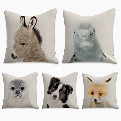 

Cushion Cover 5PCS Linen Soft Decorative Square Throw Pillow Cover Cushion Case Pillowcasefor Sofa Bedroom 45 x 45 cm (18 x 18 Inch) Superior Quality Mashine Washable