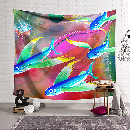 

Wall Tapestry Art Decor Blanket Curtain Hanging Home Bedroom Living Room Decoration Polyester Beautiful Fish