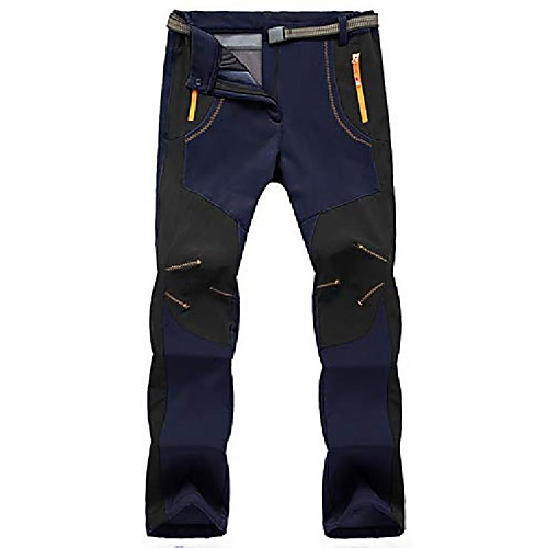 

mens outdoor softshell trousers polar fleece transparent waterproof membrane breathable warm fleece winter lined trousers(navy,l)