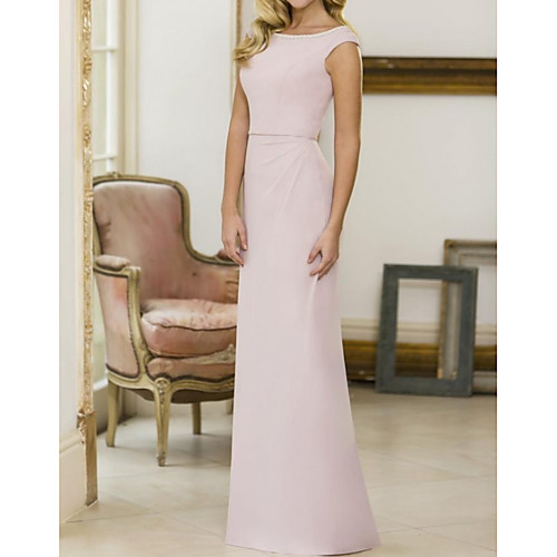

Sheath / Column Jewel Neck Floor Length Chiffon Bridesmaid Dress with