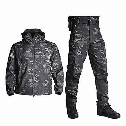 

Men's Hoodie Jacket Hiking Softshell Jacket Hiking Windbreaker Outdoor Waterproof Lightweight Windproof Breathable Jacket Top Fishing Climbing Camping / Hiking / Caving CP camouflage ACU camouflage