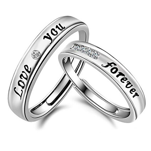 

Couple Rings Classic Silver Copper Silver-Plated Letter Fashion 2pcs Adjustable / Couple's / Promise Ring / Adjustable Ring