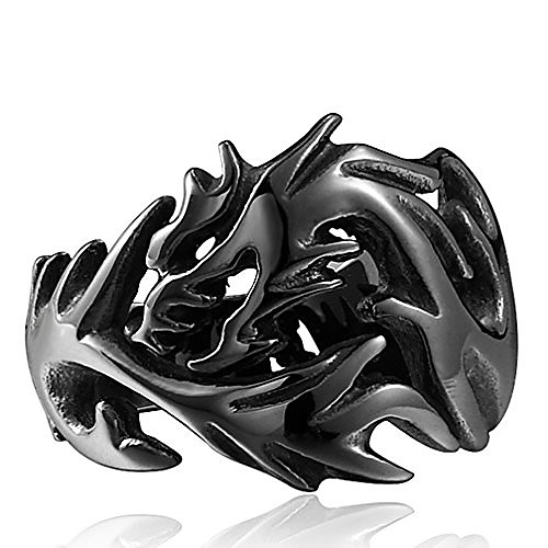 

men's vintage gothic stainless steel rings flying dragon rock punk biker rings halloween gifts black size 8