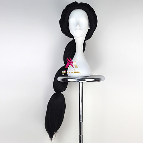

Synthetic Wig Princess Jasmine Jasmine Tales from the Thousand and One Nights kinky Straight Asymmetrical Wig Very Long Black Synthetic Hair 40 inch Women's Cosplay Fluffy Black